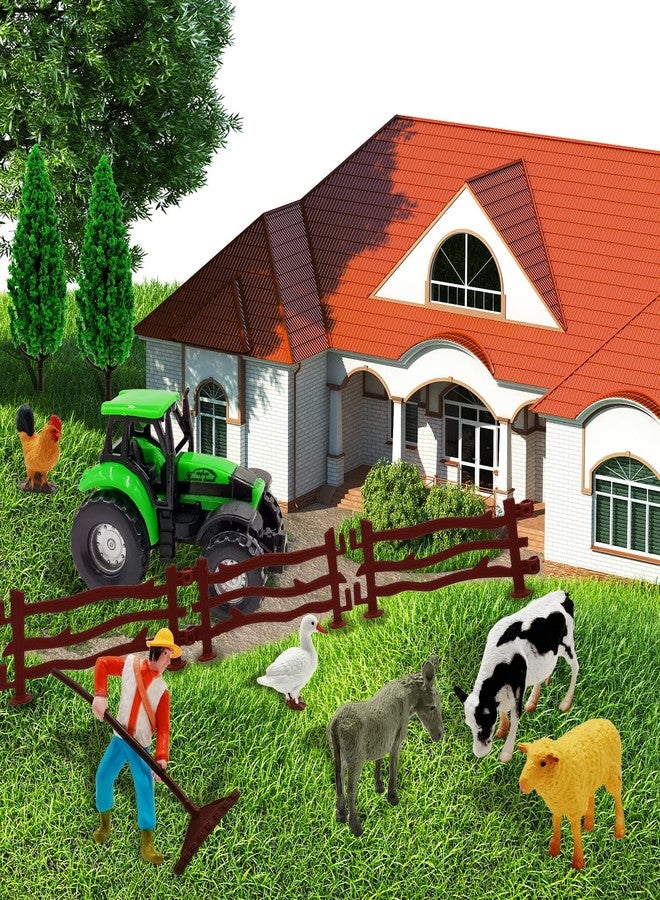 TOSPARTY 26 PCS Mini Farm Animal Tractor Cake Topper Set with Tree Farmer Fences Cow Pig Sheep Figures Tractor farmer Cake Topper for Boy Girl Birthday Party Decorations - Image 5